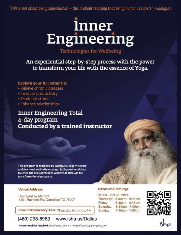 Early bird ending soon! Inner Engineering Total (Yoga & Meditation)